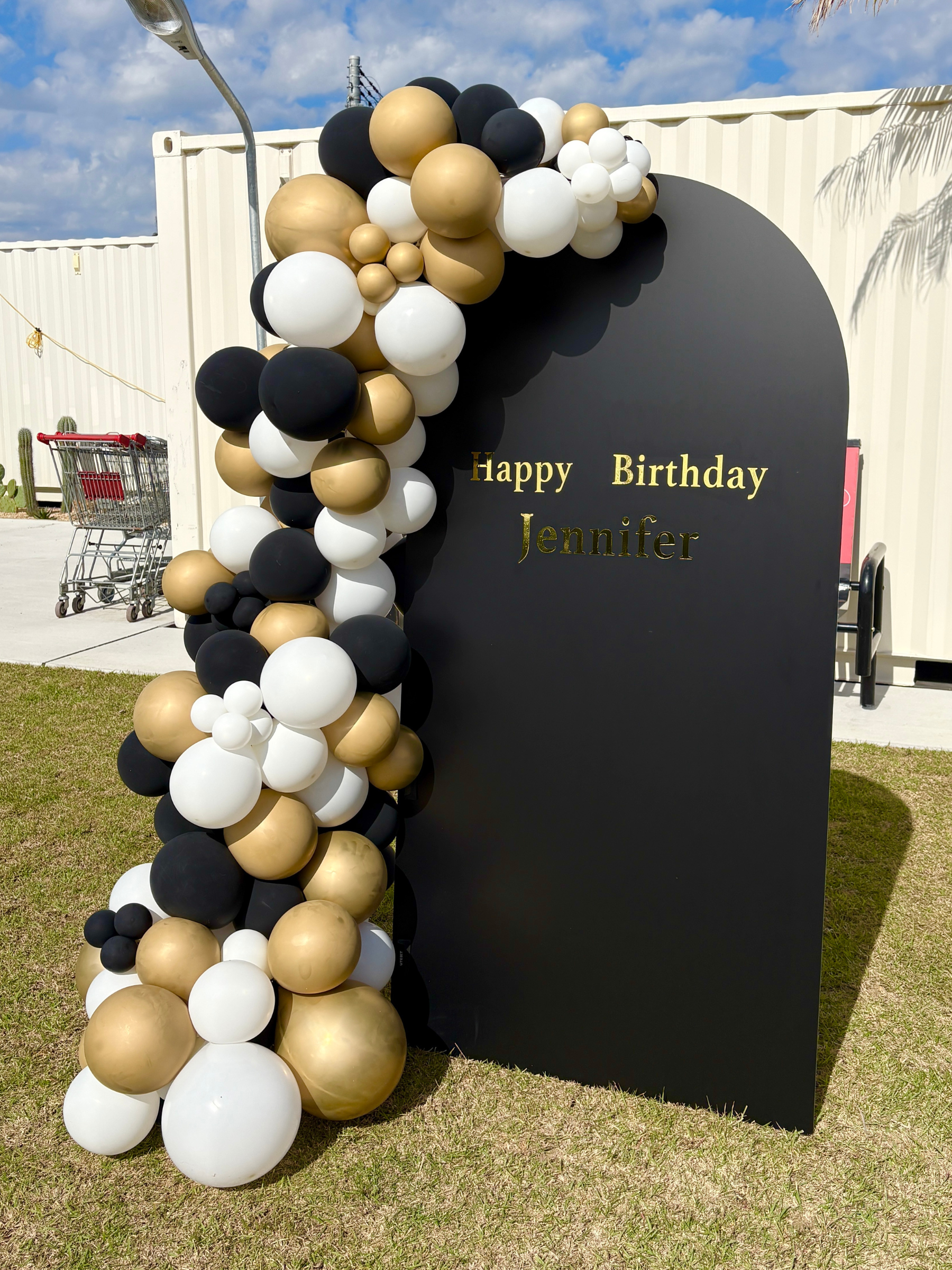 バックドロップ+バルーンガーランド (ブラック/ゴールド)