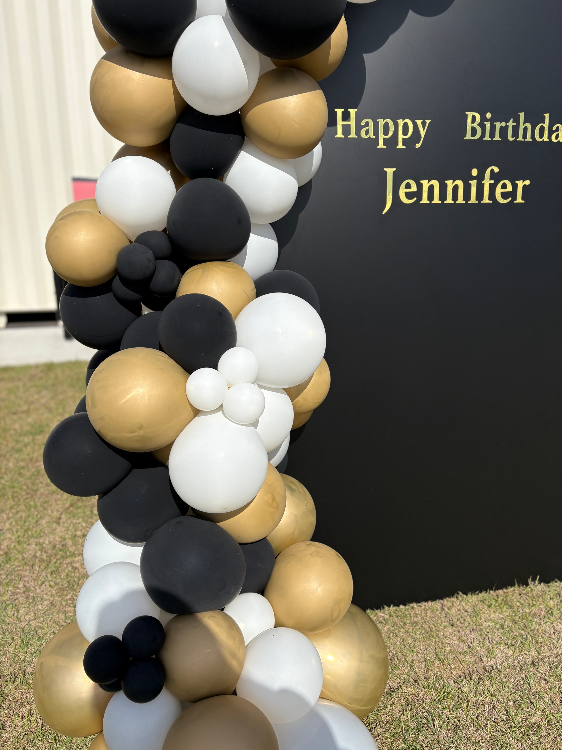 バックドロップ+バルーンガーランド (ブラック/ゴールド)