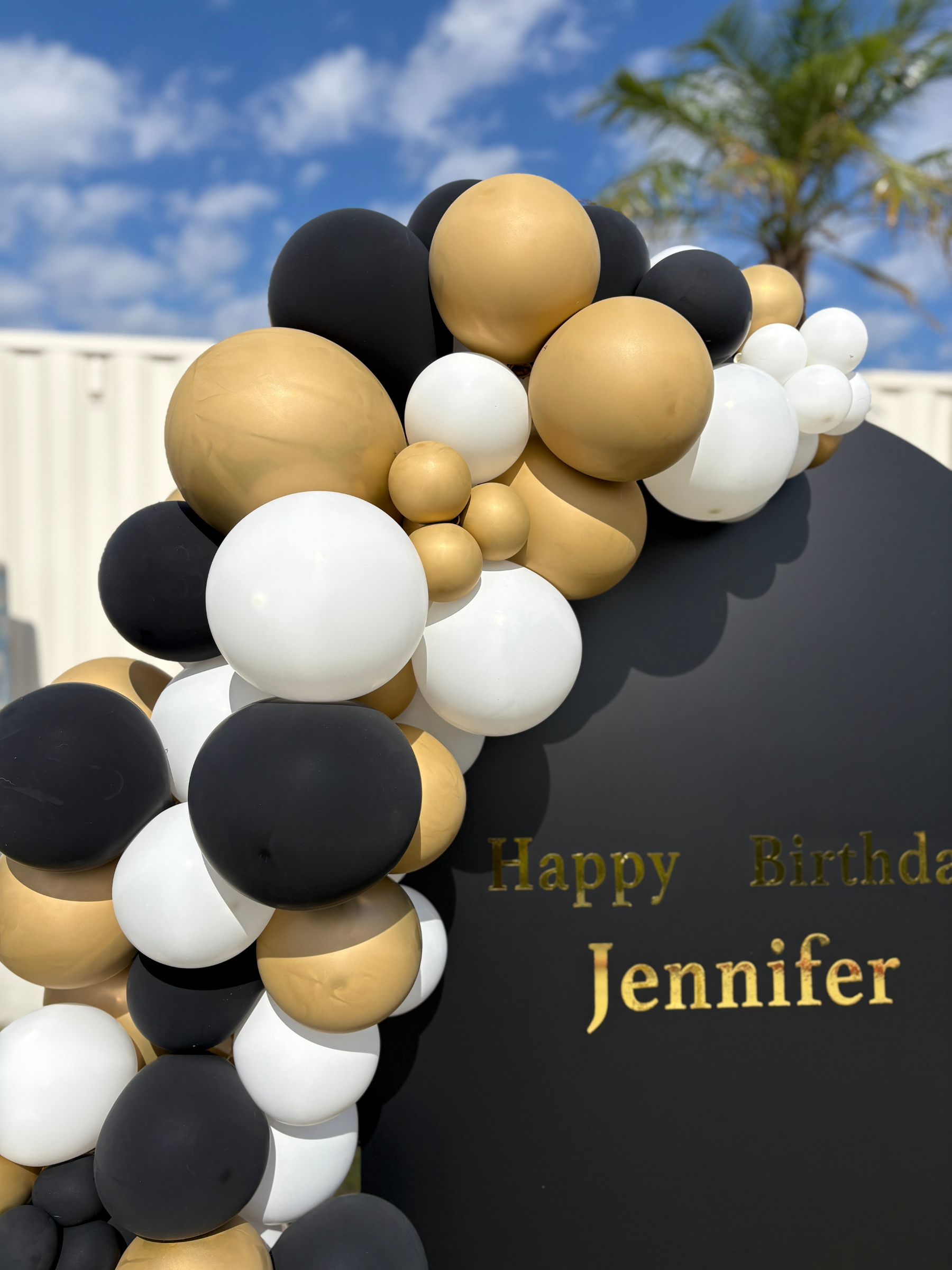 バックドロップ+バルーンガーランド (ブラック/ゴールド)