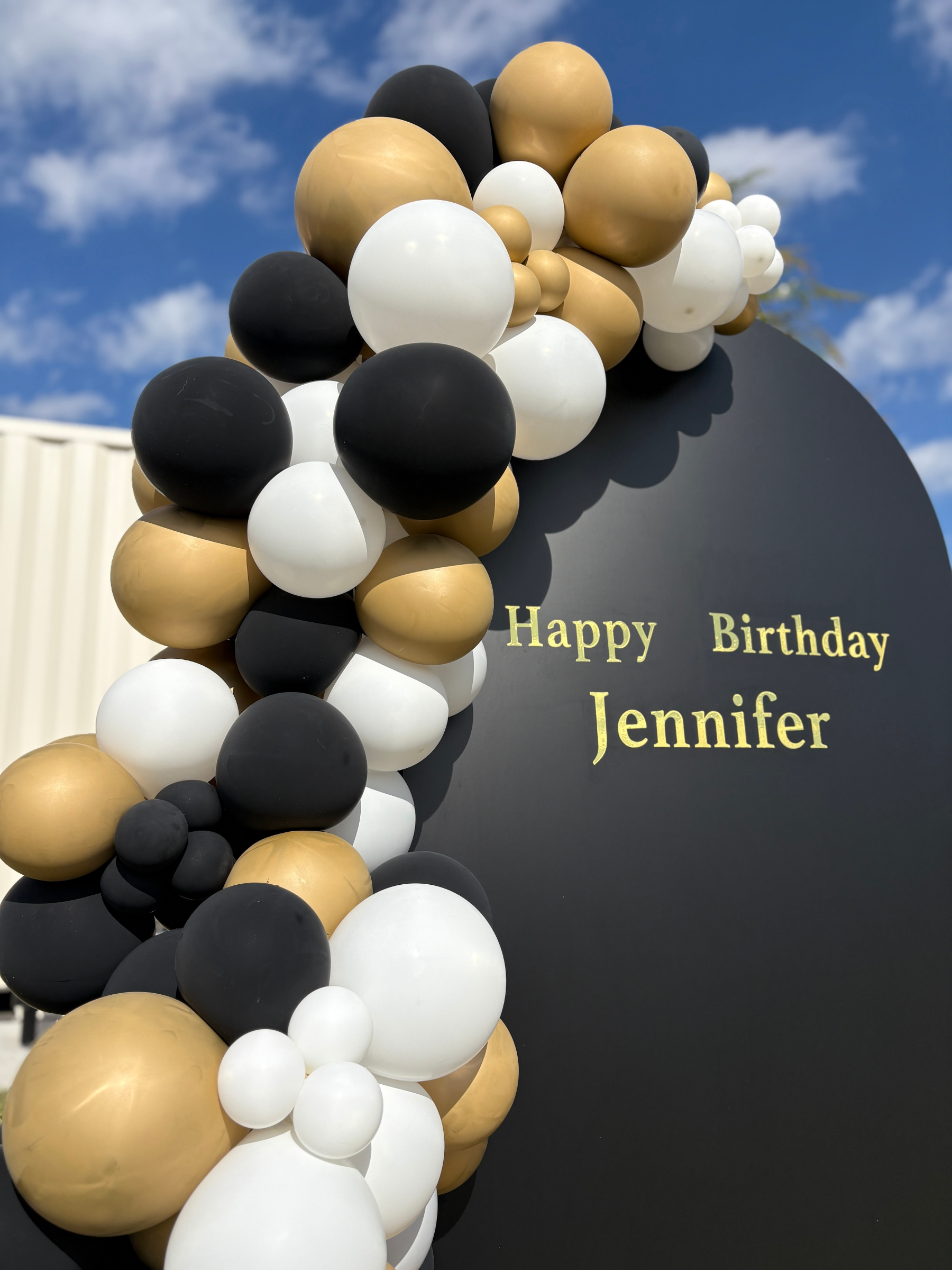 バックドロップ+バルーンガーランド (ブラック/ゴールド)