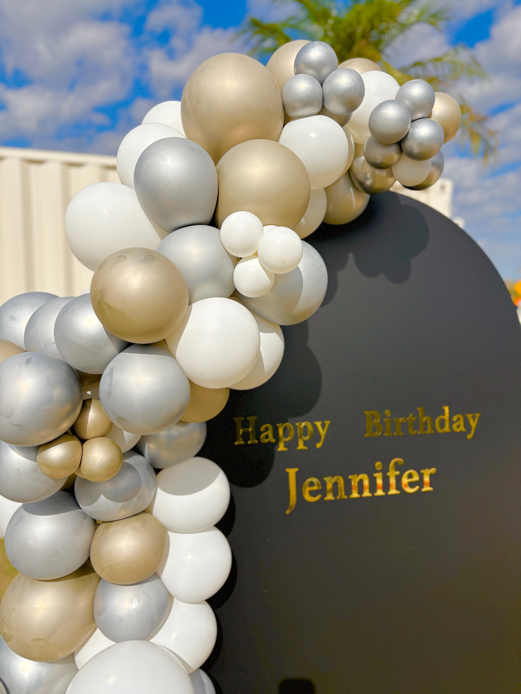 バックドロップ+バルーンガーランド (ゴールド/ホワイト)