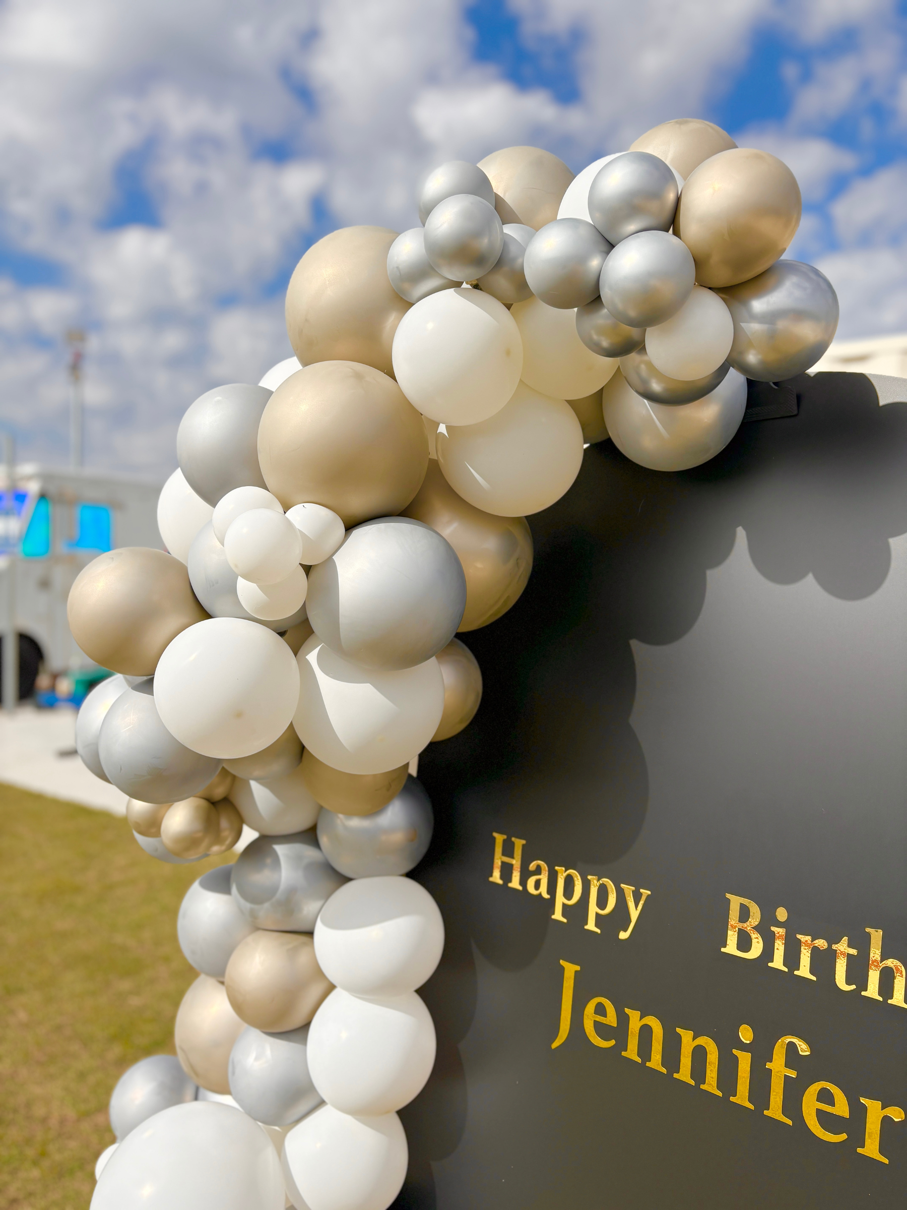 バックドロップ+バルーンガーランド (ゴールド/ホワイト)