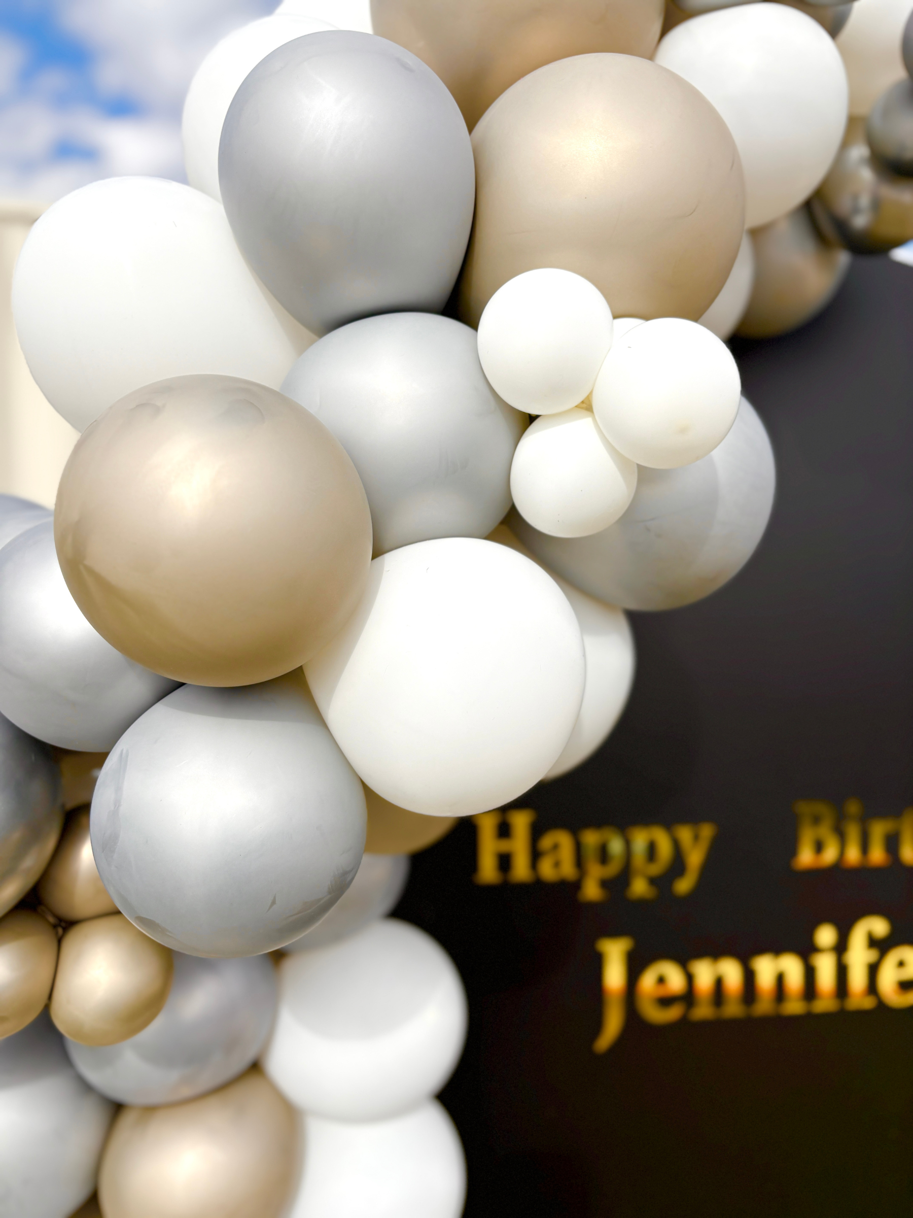 バックドロップ+バルーンガーランド (ゴールド/ホワイト)