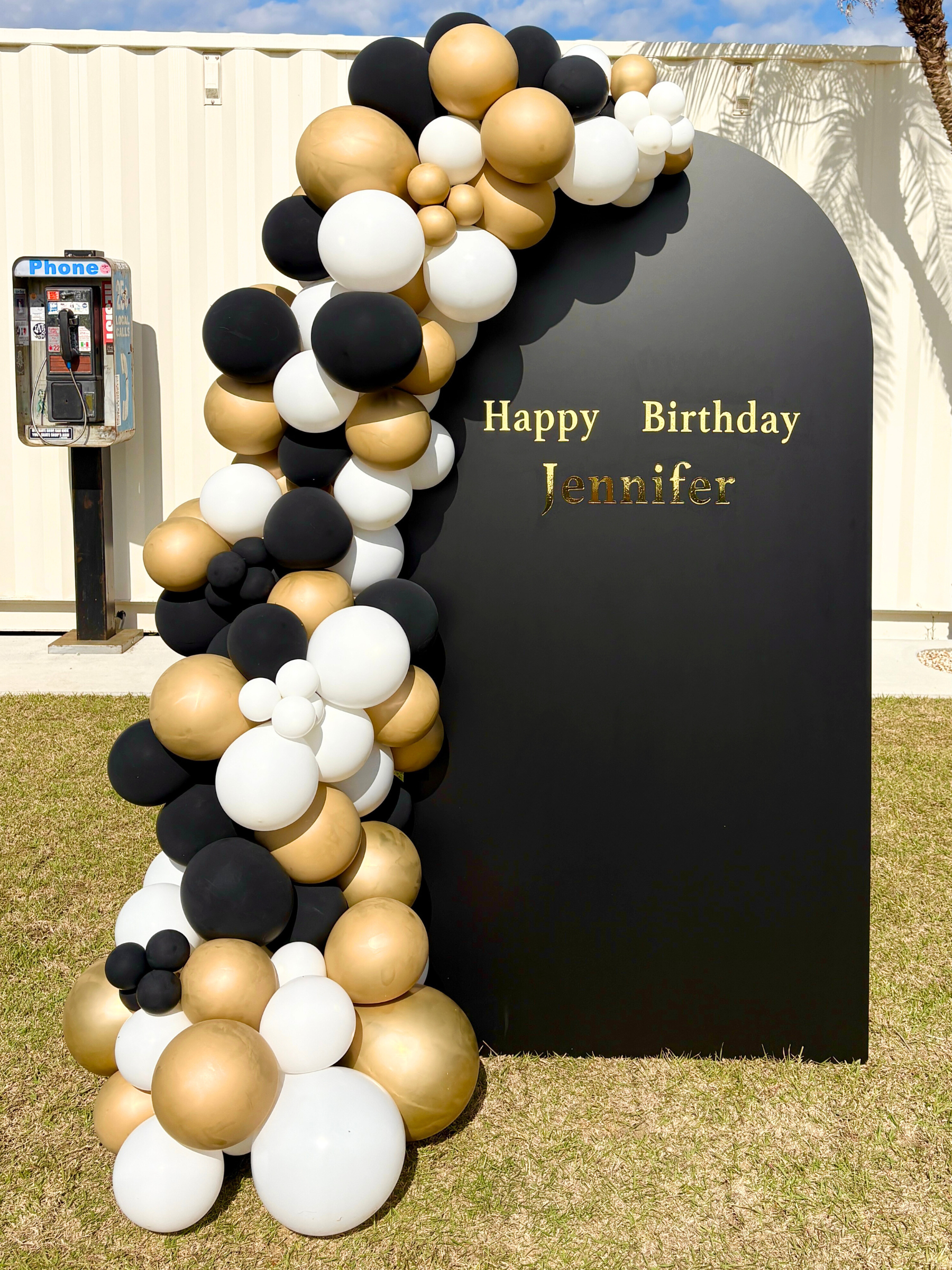 バックドロップ+バルーンガーランド (ブラック/ゴールド)