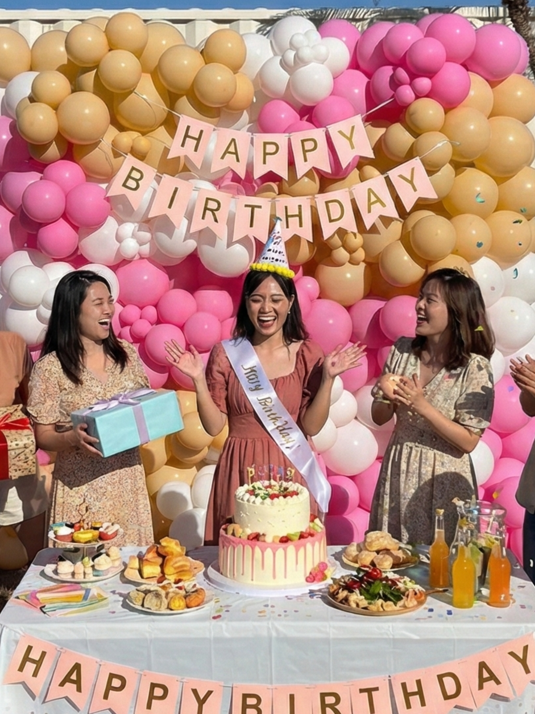 バルーンウォールデコ (ピンク/ホワイト)