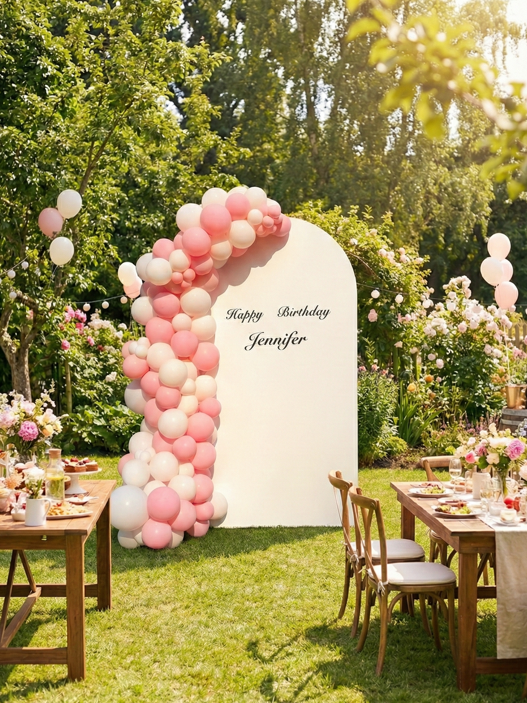 バックドロップ+バルーンガーランド(マカロンピンク)