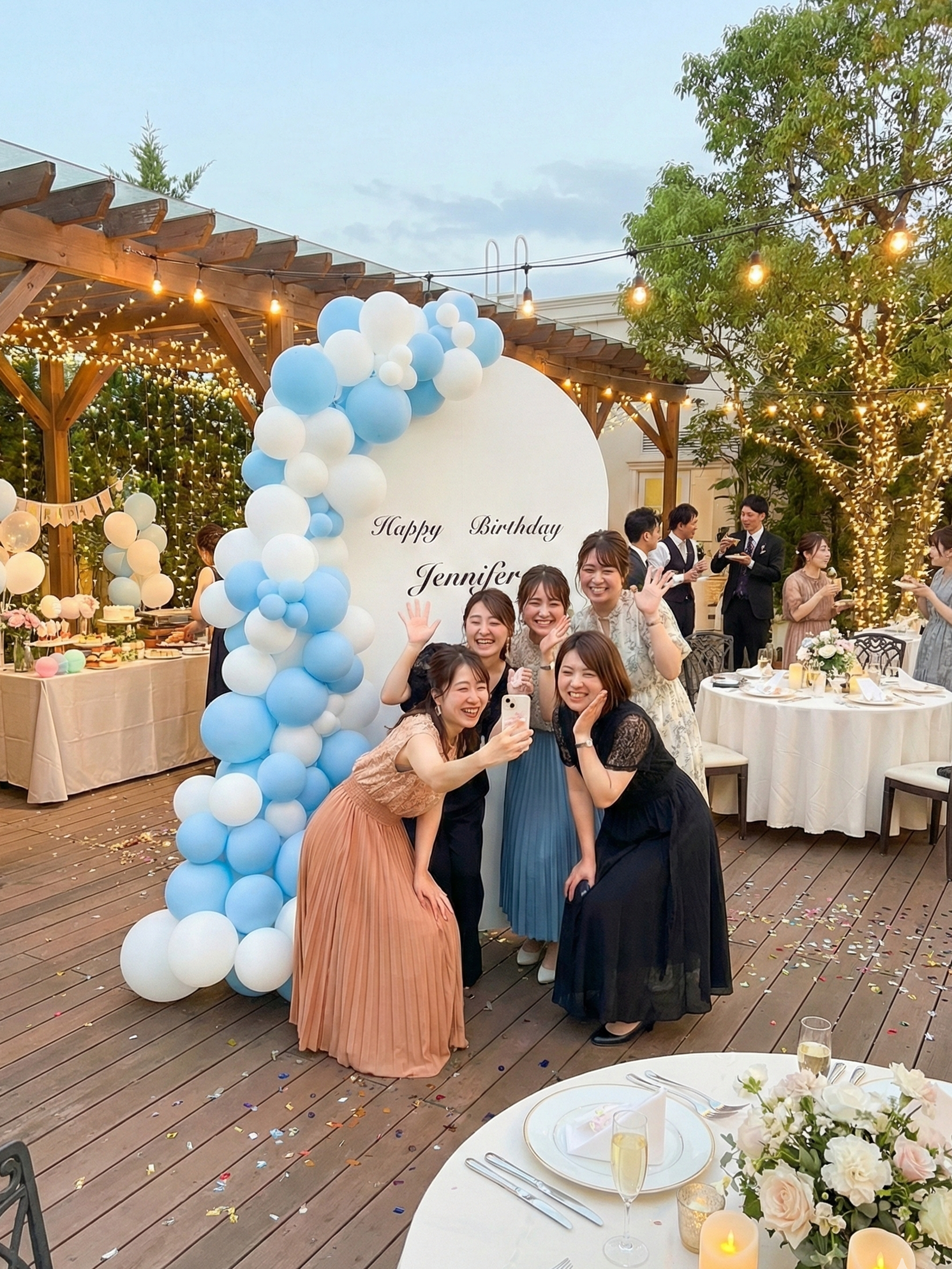 バックドロップ+バルーンガーランド (マカロンブルー)