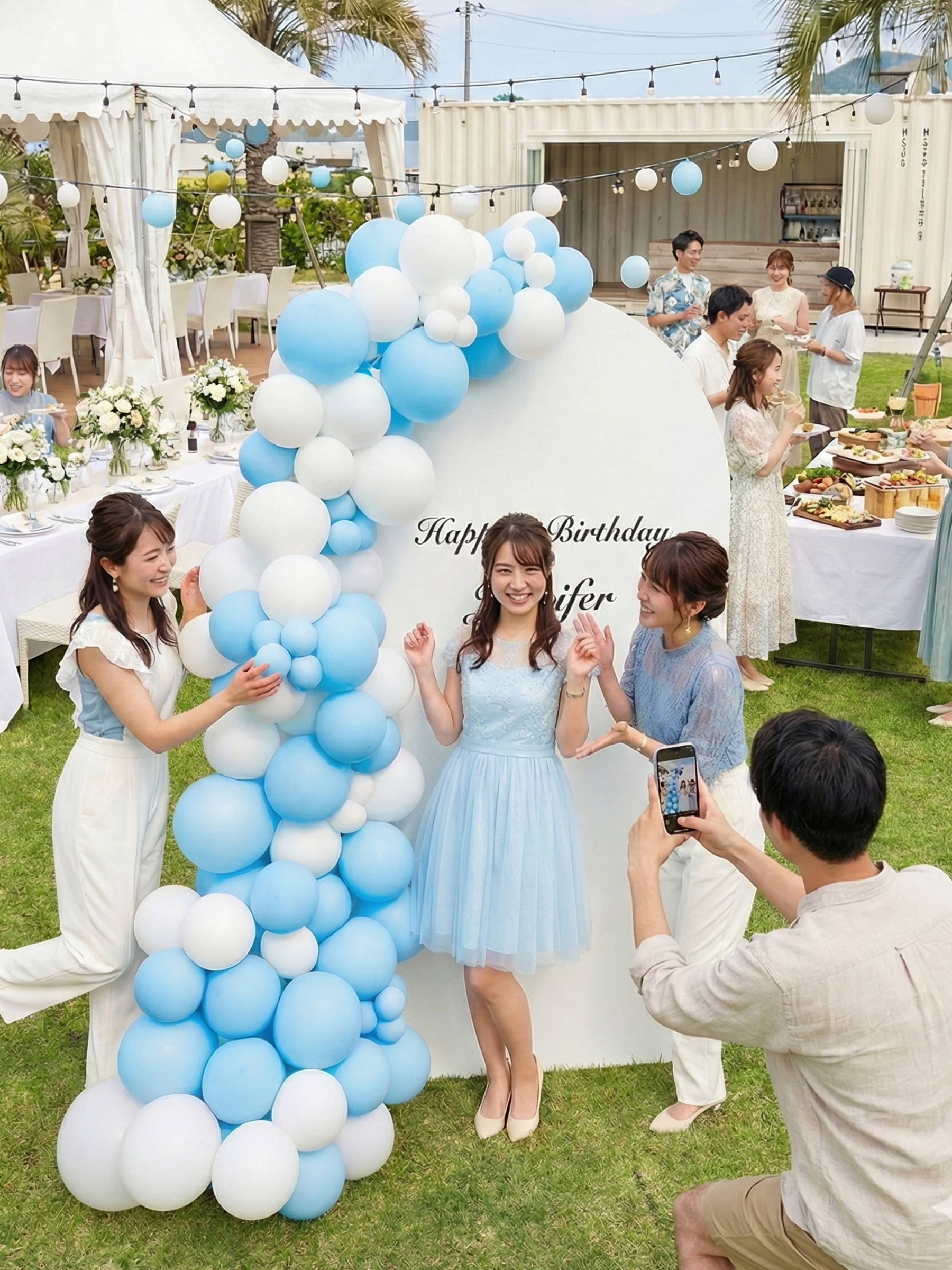 バックドロップ+バルーンガーランド (マカロンブルー)