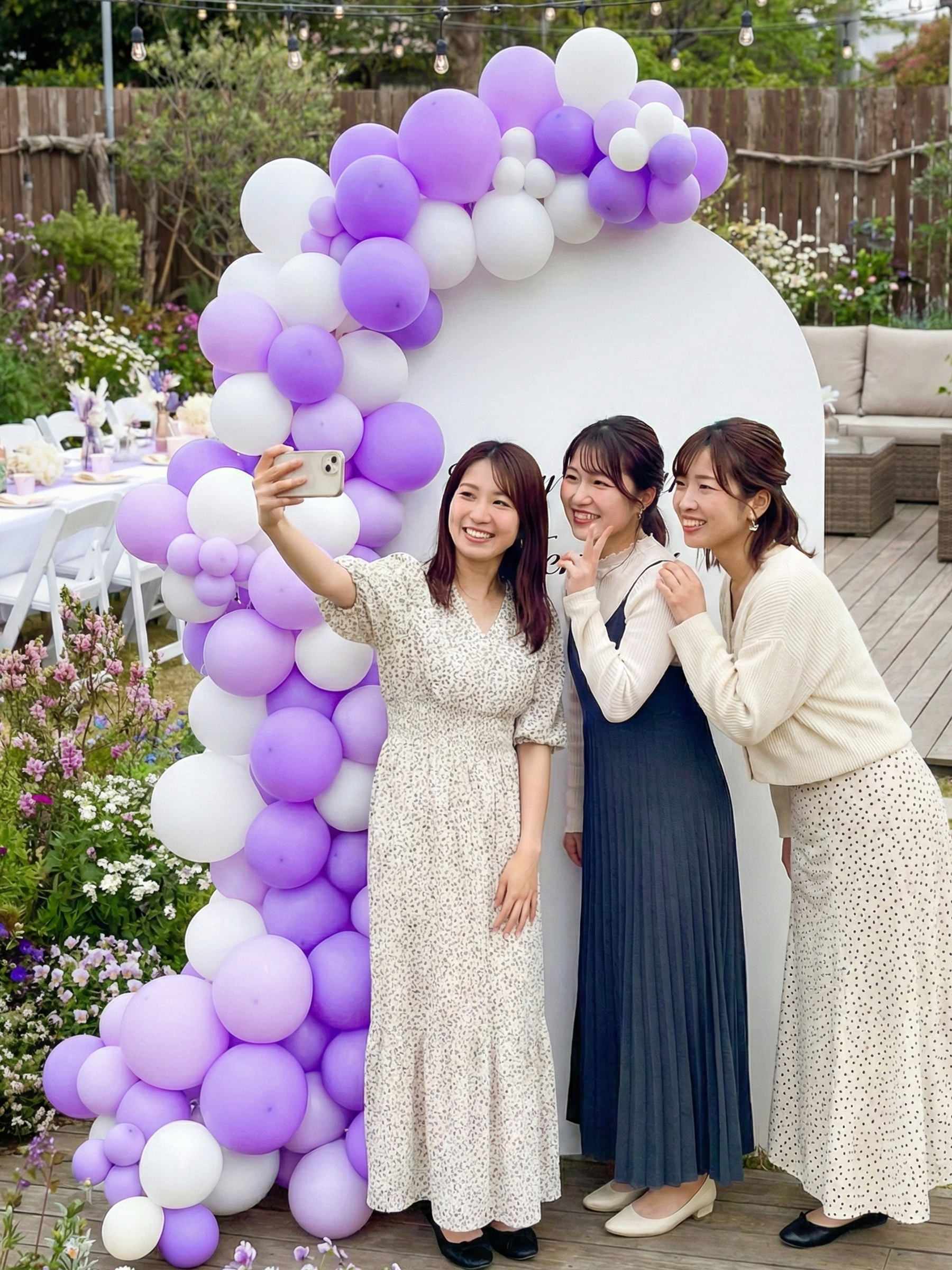 バックドロップ+バルーンガーランド (マカロンライラック)