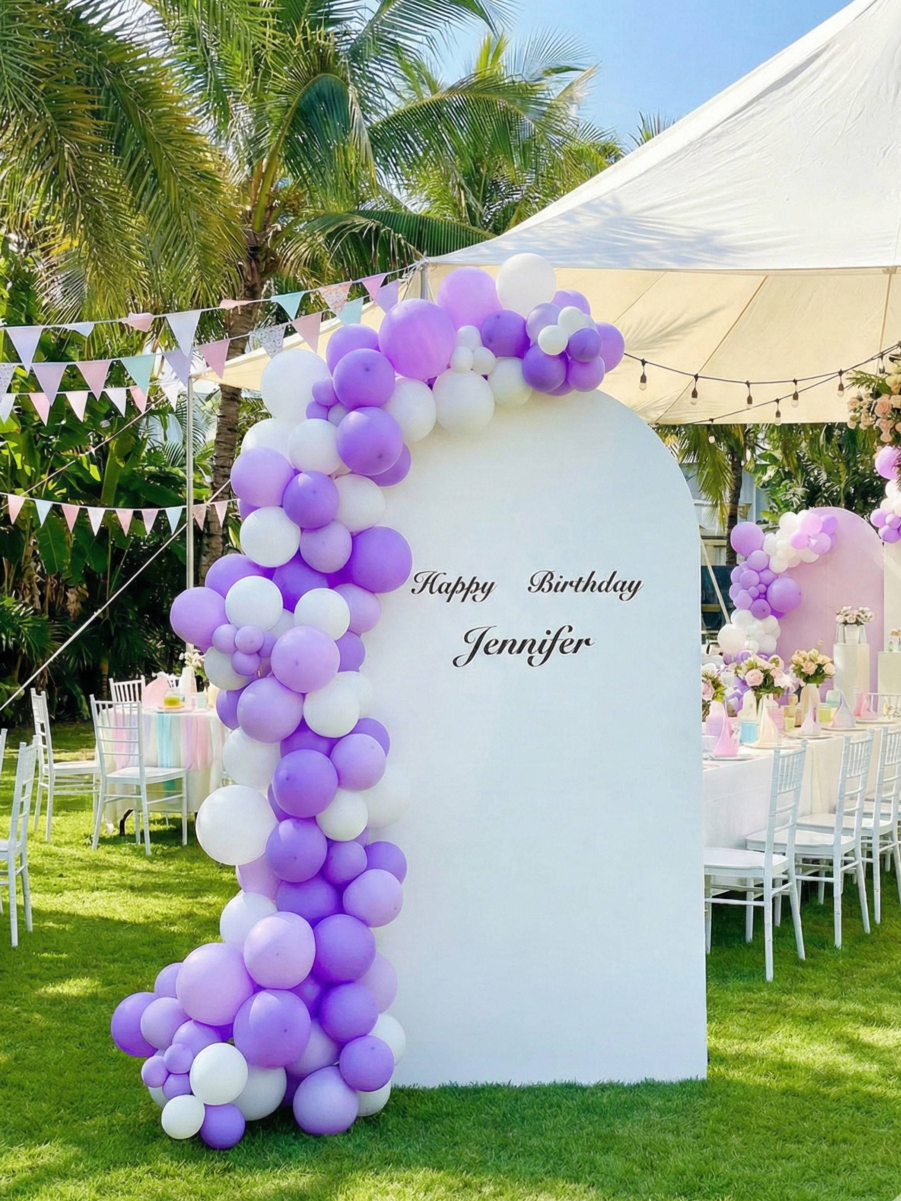 バックドロップ+バルーンガーランド (マカロンライラック)