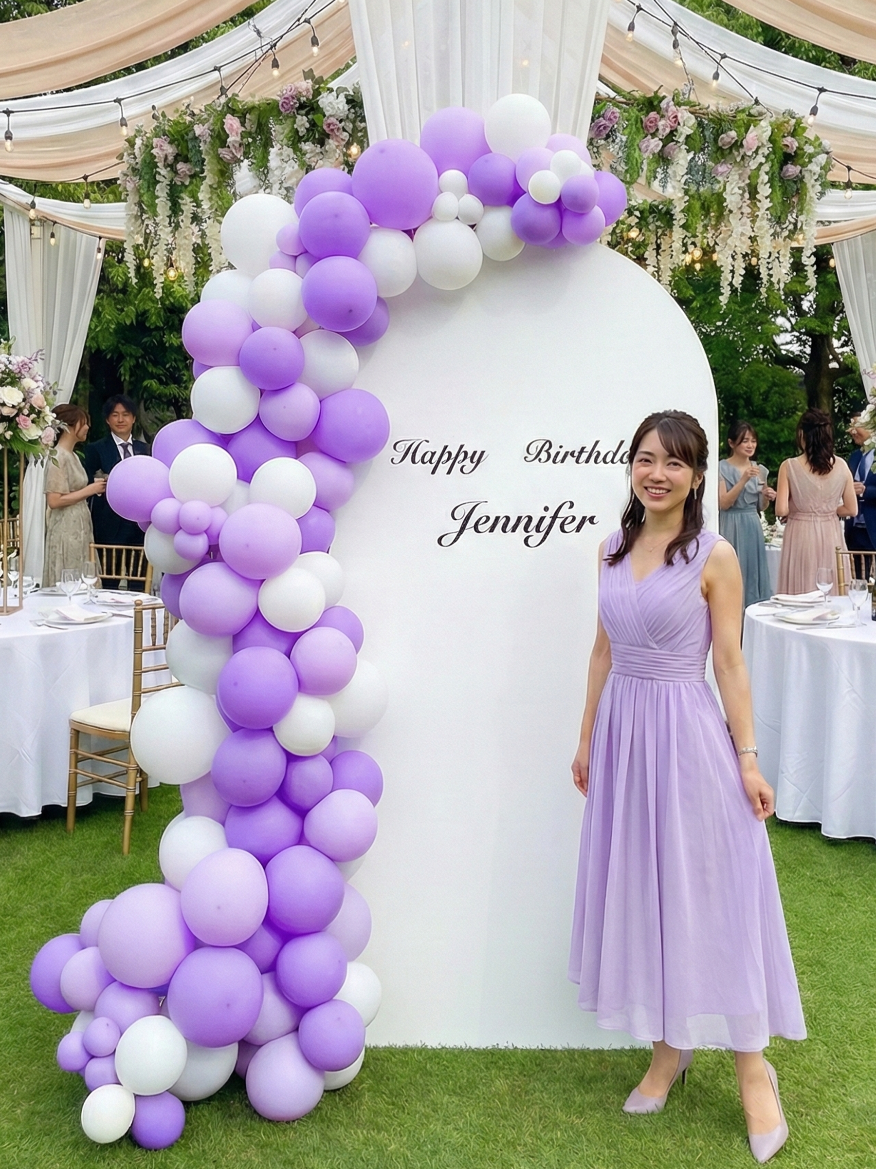 バックドロップ+バルーンガーランド (マカロンライラック)