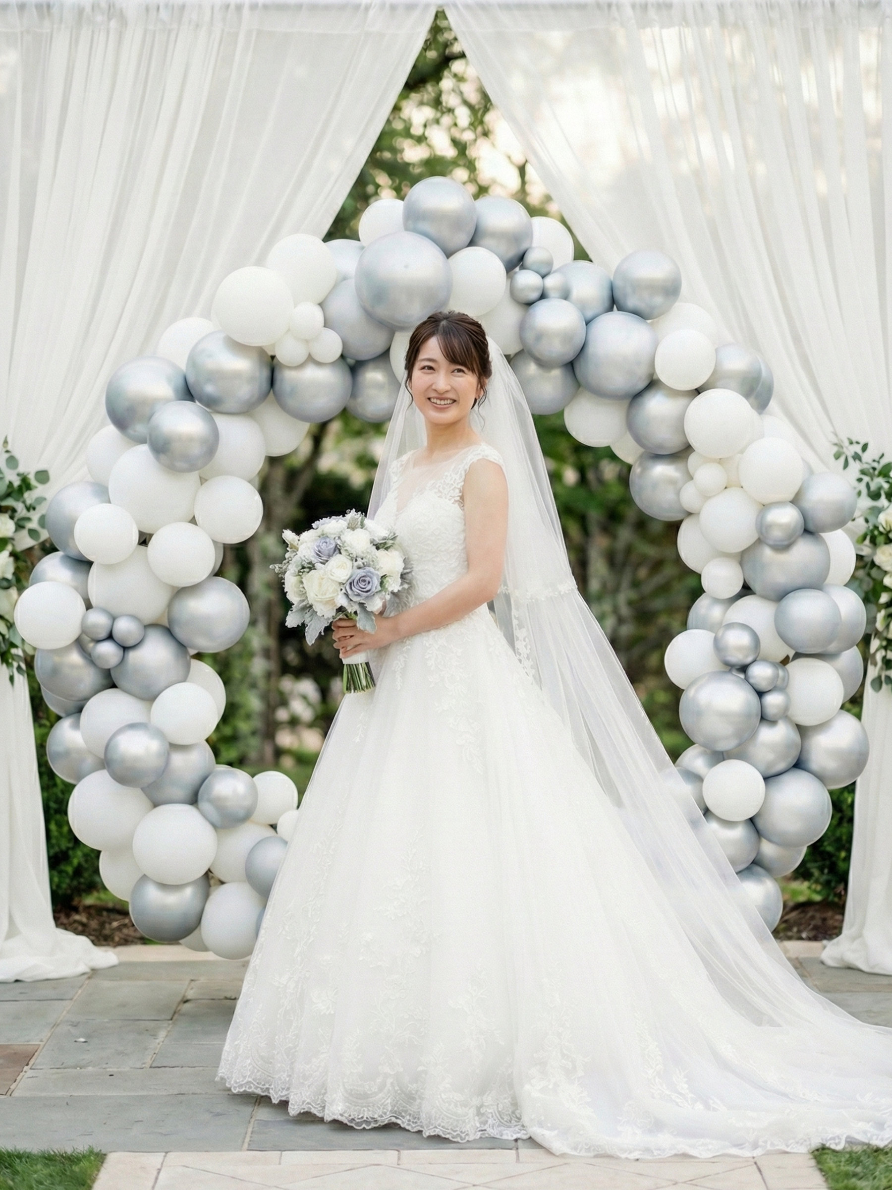 リングバルーン(ミラーシルバー/ホワイト)