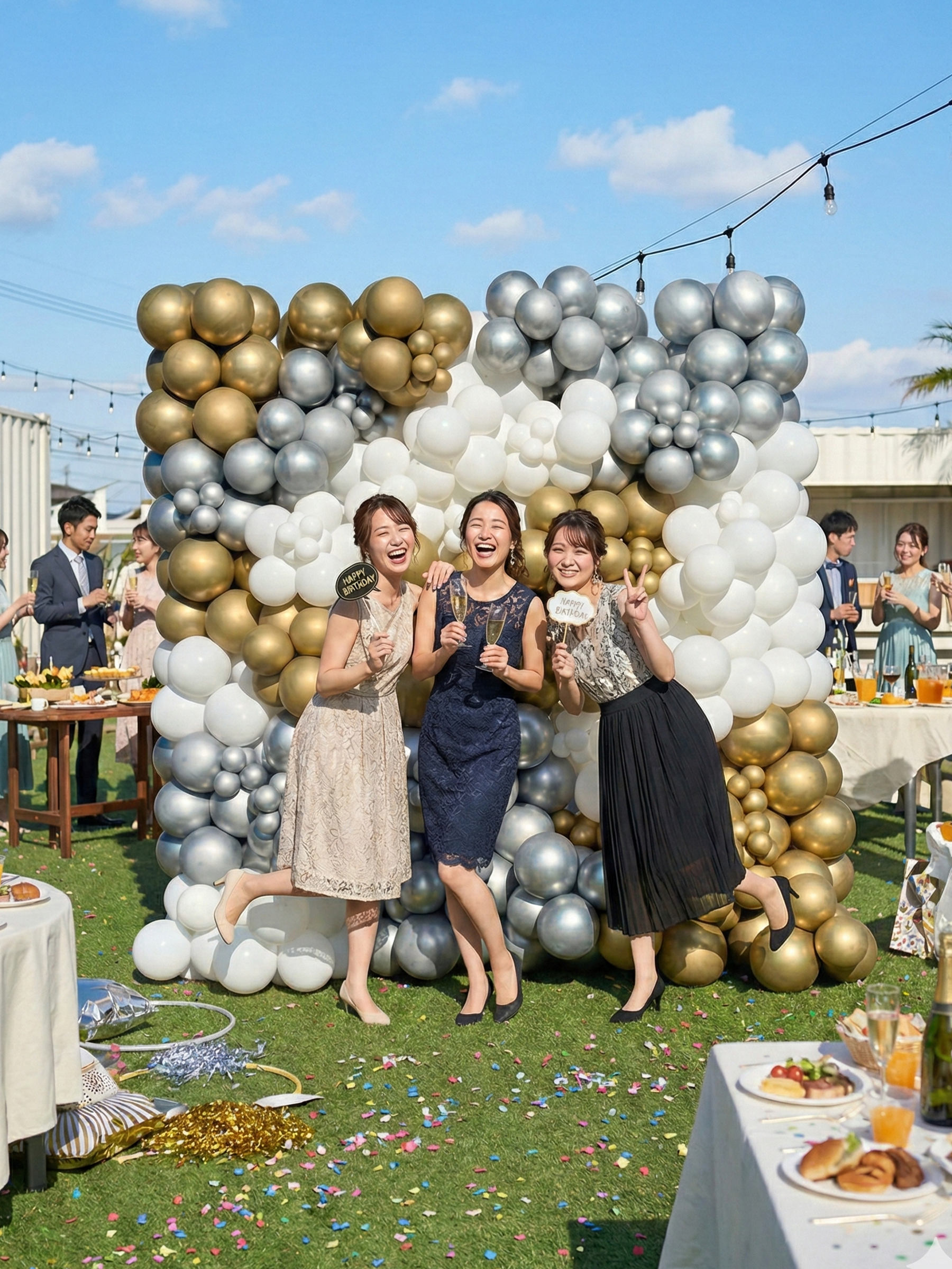 バルーンウォールデコ (ゴールド/シルバー)