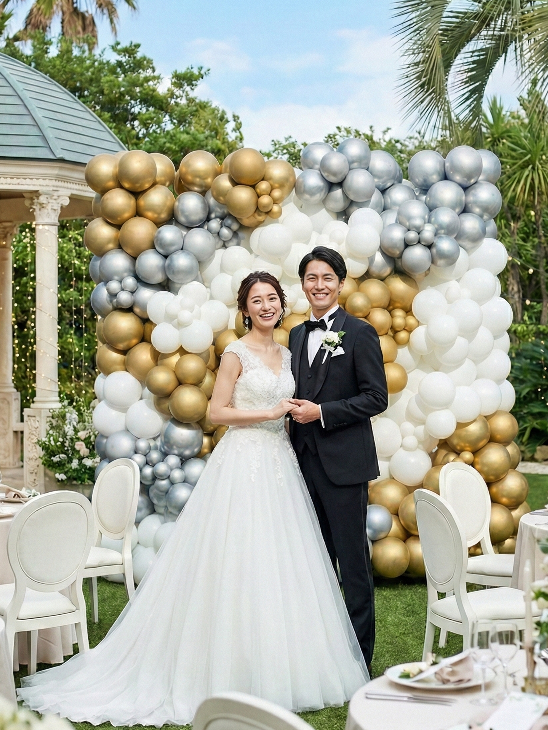 バルーンウォールデコ (ゴールド/シルバー)