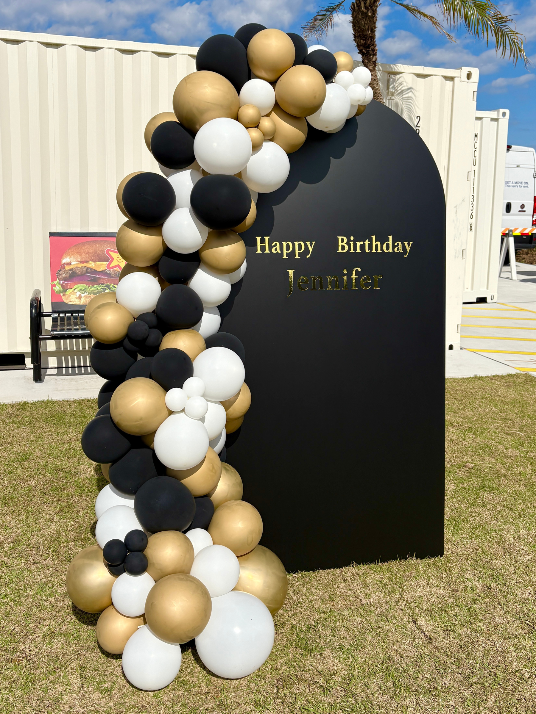 バックドロップ＋バルーンガーランド (ブラック/ゴールド)