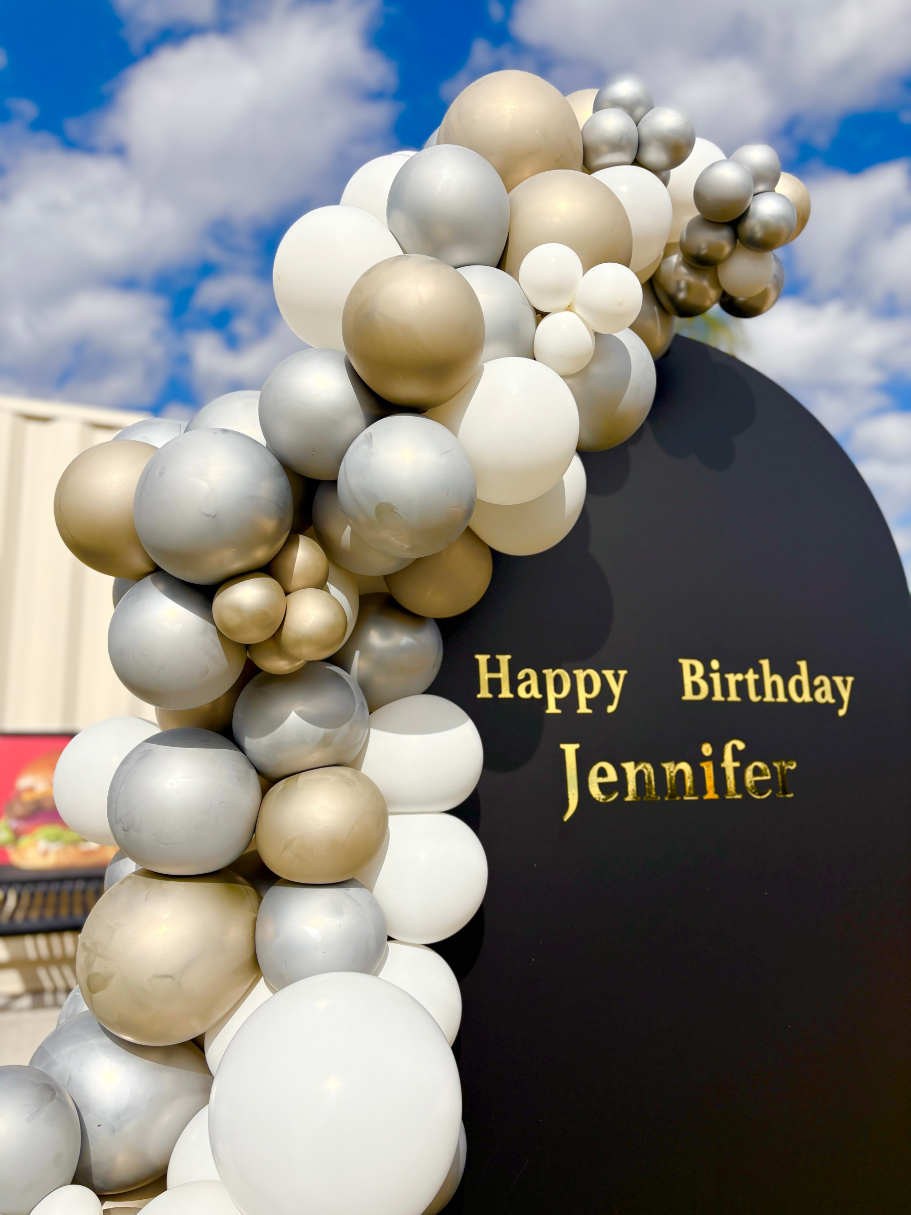 バックドロップ＋バルーンガーランド (ゴールド/ホワイト)