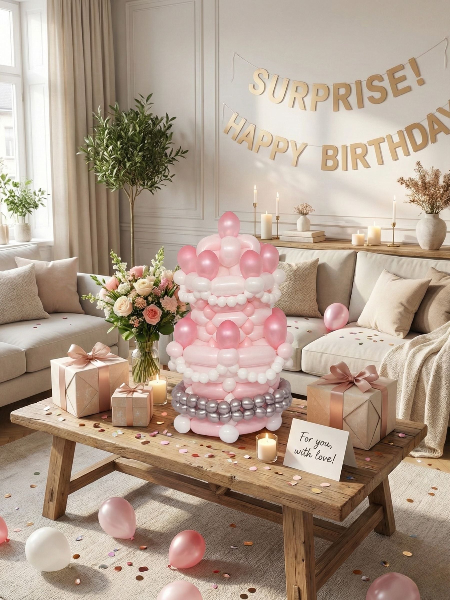 キャンドルタワーケーキ （マカロンピンク）