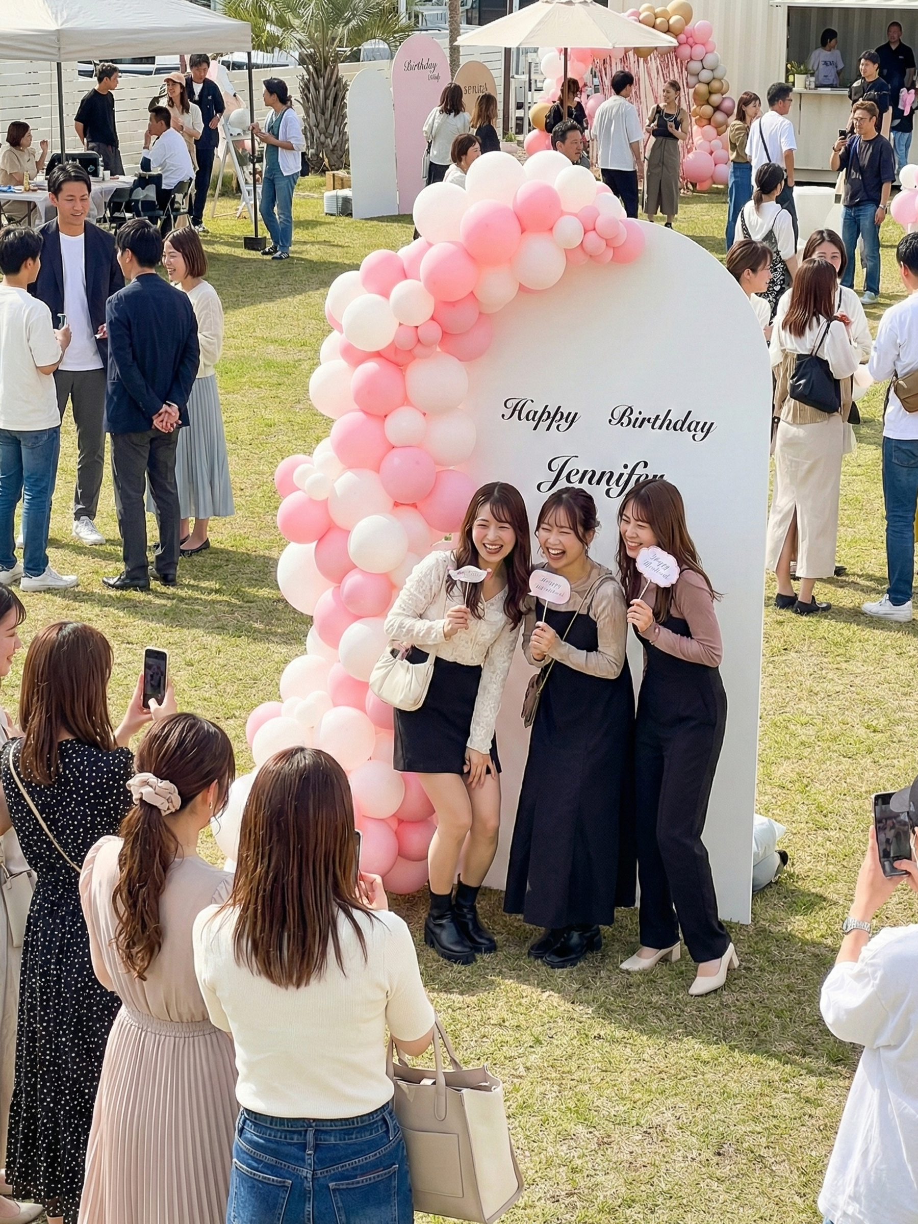 バックドロップ＋バルーンガーランド(マカロンピンク)