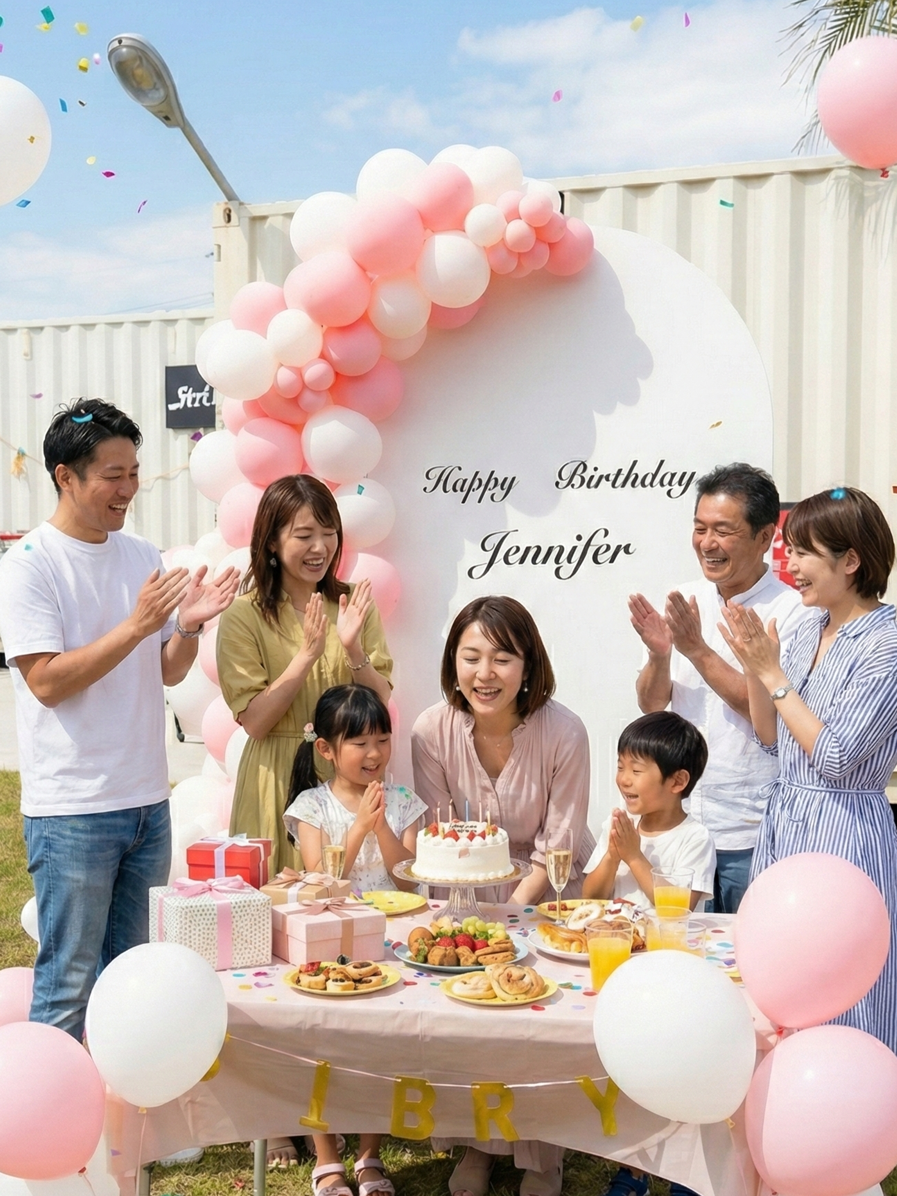 バックドロップ＋バルーンガーランド(マカロンピンク)