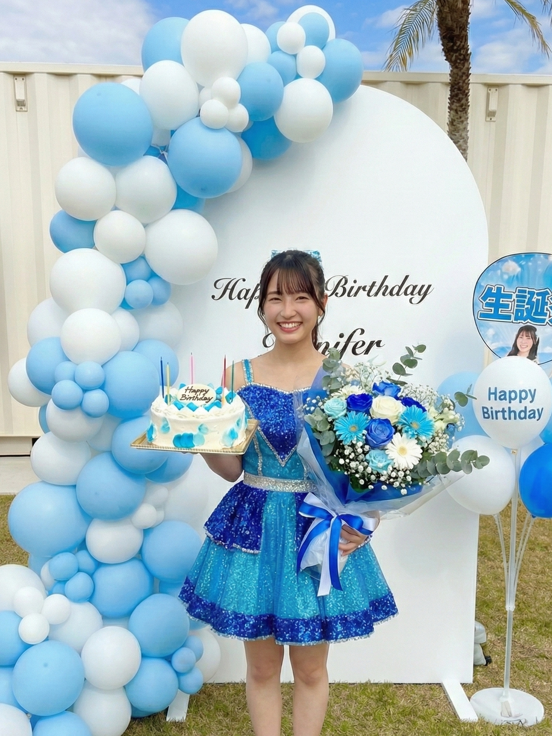 バックドロップ＋バルーンガーランド (マカロンブルー)