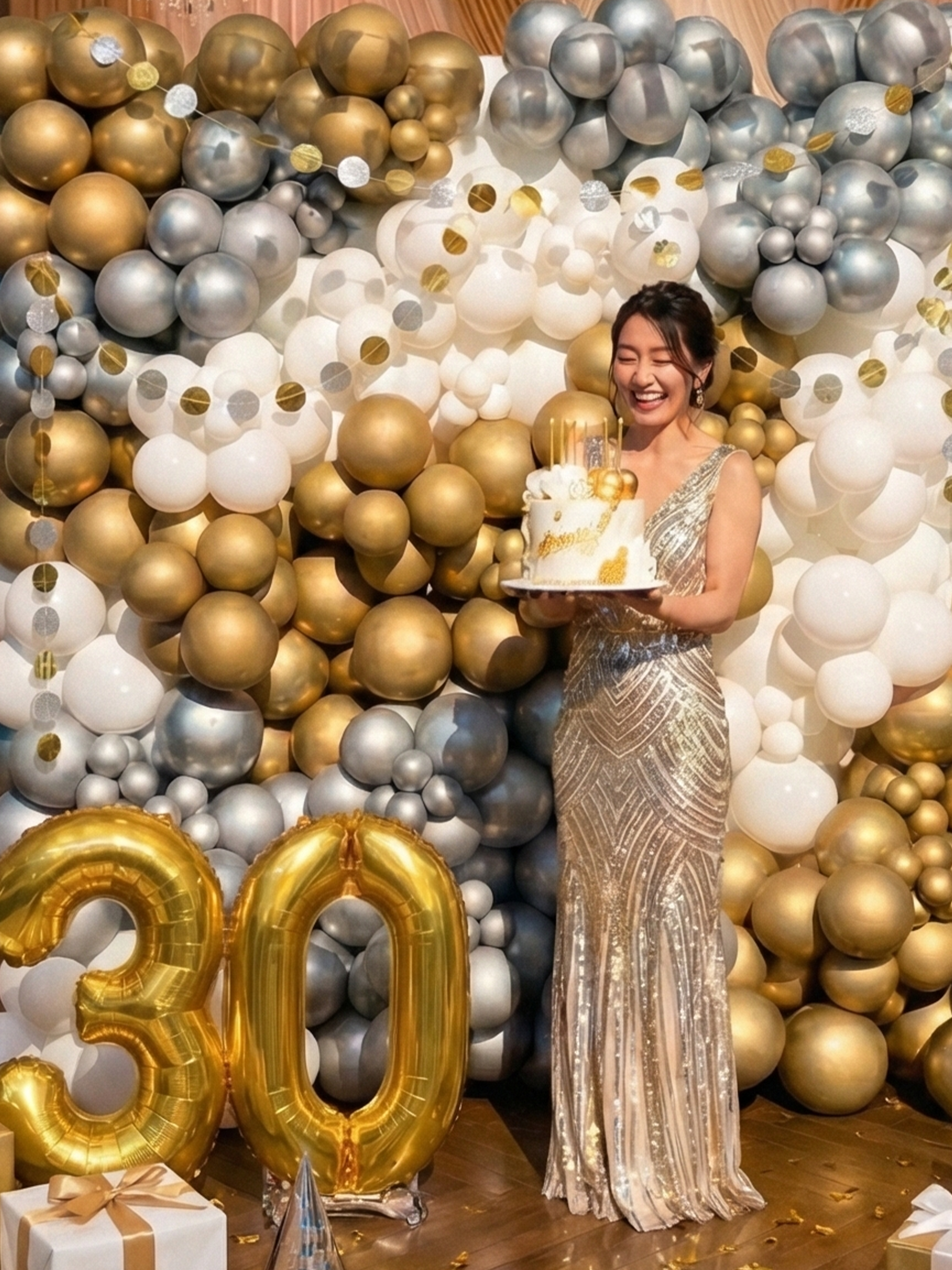 バルーンウォールデコ （ゴールド/シルバー）